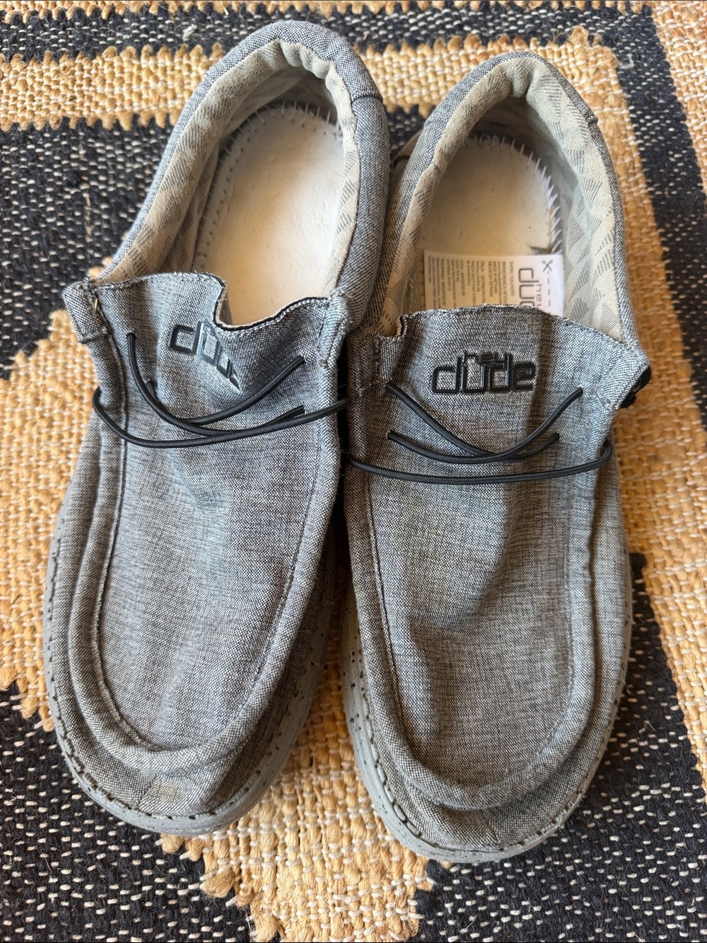 Hey Dude Mens' Grey Slip-On Moccasins with Elastic Laces -